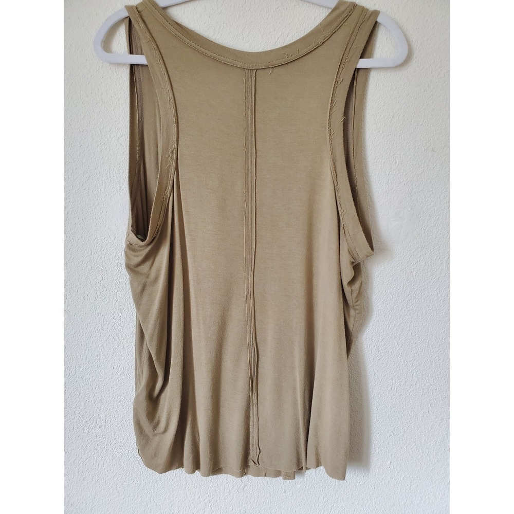 Free People Tan V-Neck Raw Edge Easy Tank Top OB1194459 Medium Stretch - Picture 7 of 10